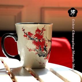 img 1 attached to ☕ Asmwo Color-Changing Heat-Sensitive Magic Funny Art Mug: Large Coffee Tea Plum Blossom Porcelain Mugs for Women, Mom, Grandma - Gifts 16oz Black Change Glow Red Cups