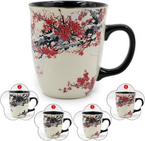 img 3 attached to ☕ Asmwo Color-Changing Heat-Sensitive Magic Funny Art Mug: Large Coffee Tea Plum Blossom Porcelain Mugs for Women, Mom, Grandma - Gifts 16oz Black Change Glow Red Cups