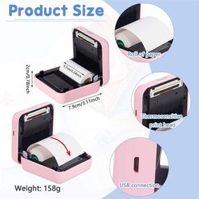 img 3 attached to 🖨️ Портативный термопринтер PeriPage Mini Printer A6: подключение по Bluetooth и USB для смартфона - карманный беспроводной принтер для этикеток, клейких записок и фотографий. В комплекте 12 рулонов термобумаги (57 x 30 мм, 203 DPI).