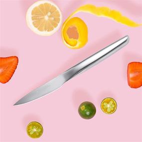 img 3 attached to 🔪 3.5 Inch Small Kitchen Paring Knife - Premium Powder Steel - Sleek Bolsterless Design - Lightweight - Ergonomic Handle - Stylish Minimalist Design (Titanium Black)