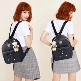 img 3 attached to 🎒 Bowknot Mini Leather Backpack 3-Piece Cute Small Backpack Purse for Women and Girls - Perfect for Stylish Fashionistas!
