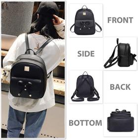 img 2 attached to 🎒 Bowknot Mini Leather Backpack 3-Piece Cute Small Backpack Purse for Women and Girls - Perfect for Stylish Fashionistas!