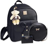 🎒 bowknot mini leather backpack 3-piece cute small backpack purse for women and girls - perfect for stylish fashionistas! logo