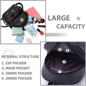 img 1 attached to 🎒 Bowknot Mini Leather Backpack 3-Piece Cute Small Backpack Purse for Women and Girls - Perfect for Stylish Fashionistas!