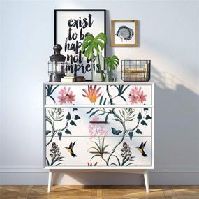 img 3 attached to 🌼 Vintage Floral Peel and Stick Contact Paper: Removable Wallpaper for Furniture Renovation - 17.7" x 118" - White Flower and Bird Vinyl Film