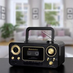 img 3 attached to 🎵 Studebaker SB2135BG Portable Stereo CD Player: All-in-One Music System with AM/FM Radio, Cassette Player/Recorder in Black Gold