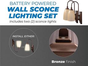 img 3 attached to Westek Battery Powered Wall Sconces, Pack of 2 – Automatic 4 Hour Battery Wall Sconces with 100 Lumens – Plastic Sconces with Bronze Finish – Easy Install Battery Wall Lights with 2 Lighting Options