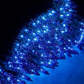 img 3 attached to 300 Count Blue String Lights - 77.4ft, Waterproof Christmas Lights - Indoor/Outdoor Party, Home, Patio, Lawn, Garden Decor - 2 Sets of 150 Count Green Wire Lights