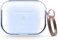 🔵 чехол elago clear для airpods pro - аква блю, в комплекте гелевая лента, против желтизны, совместим с беспроводной зарядкой, улучшенная прозрачная защита логотип