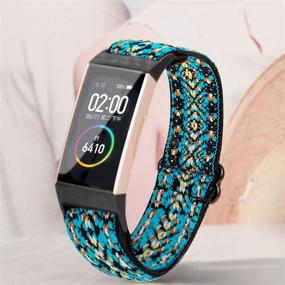 img 3 attached to 🌈 YOUKEX Adjustable Elastic Nylon Watch Bands - Compatible with Fitbit Charge 4/Charge 3/SE Bands, Soft Replacement Wristband Breathable Sport Strap - Women Men