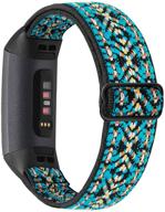 🌈 youkex adjustable elastic nylon watch bands - compatible with fitbit charge 4/charge 3/se bands, soft replacement wristband breathable sport strap - women men logo