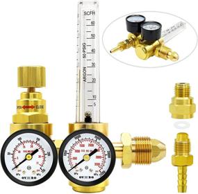 img 1 attached to OYHBO Argon MIG TIG Flow Meter CO2 Regulator Welding: Gas-saving CGA580 Welder with 2 Gauges