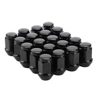 🔩 20pcs - 1/2-20 black closed end bulge acorn lug nuts, 1.38 inch long, cone seat, 19mm hex - compatible with mustang, cherokee, ranger, explorer, liberty, wrangler tj & cj aftermarket wheels logo