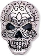 chuyun vintage silver crystal halloween skull head 🎃 brooch pin for shirt - spooky and stylish accessory! logo