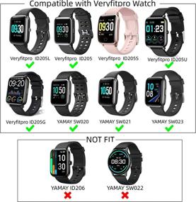 img 3 attached to 💧 Waterproof Soft Silicone Replacement Bands for Veryfitpro ID205L/ID205/ID205U/ID205S/ID205G/SW020/SW021 Smart Watches - Green+Black+White