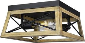 img 4 attached to 🏡 DEWENWILS Farmhouse Flush Mount Light Fixture, Metal Ceiling Light with Wood Grain Finish, Rustic Light for Hallway, Entryway, Kitchen, Foyer - Enhanced for SEO