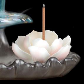 img 1 attached to 🌸 SOLEJAZZ Backflow-Incense-Burner Lotus Ceramic Incense Holder: 120 Cones + 30 Sticks for Home Decor, Yoga, and Figurine Craftwork - Blue