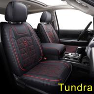 🌊 waterproof faux leather black & red tundra seat covers for 2006-2021 crew cab/ crewmax/ double cab logo