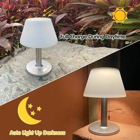 img 1 attached to 🌞 Versatile LED Solar Table Lamp: 3-Way Dimmable for Outdoor and Indoor Use - Modern Solar Bedside Lamp with Pull Chain for Bedroom, Living Room, Kids Room, Bookcase