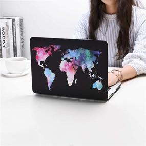 img 1 attached to MacBook Pro 13 Inch Case Cover A1502 A1425 Plastic Laptop Hard Shell Cover Sleeve Matte Rubberized (2012 2013 2014 2015 Release) With Silicone Keyboad Cover And Dust Brush(Map Pattern-Black)