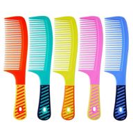 💁 set of 5 women's hair combs, round toothed comb set with handle - styling essentials logo