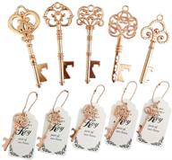 🔑 wodegift 50pcs rose gold skeleton key bottle opener wedding party favor souvenir gift w/ escort tag & chains in 5 styles логотип