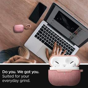 img 2 attached to 🌹 Spigen Urban Fit чехол для Airpods Pro цвета розового золота с карабином - стильная тканевая защита