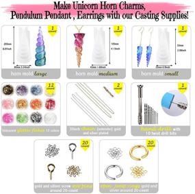 img 3 attached to 🦄 Get Creative with Funshowcase Unicorn Horn Resin Molds Jewelry Casting Kits: 3 Silicone Trays, 65 Findings, Perfect for Soap, Candle, Concrete and More!