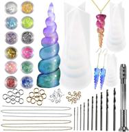 🦄 get creative with funshowcase unicorn horn resin molds jewelry casting kits: 3 silicone trays, 65 findings, perfect for soap, candle, concrete and more! logo