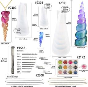 img 2 attached to 🦄 Get Creative with Funshowcase Unicorn Horn Resin Molds Jewelry Casting Kits: 3 Silicone Trays, 65 Findings, Perfect for Soap, Candle, Concrete and More!