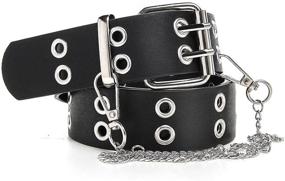 img 2 attached to Edgy and Stylish: Mealah Womens Grommet Leather Belt Buckles - A Must-Have Punk Waist Belt for Women's Accessories