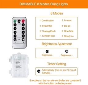 img 2 attached to 🔦 Fitybow LED Rope Lights Battery Operated String Lights 40Ft 120 LEDs 8 Modes Hanging Fairy Lights Dimmable/Timer with Remote for Camping Party Halloween Christmas Decoration, Warm White