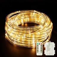 🔦 fitybow led rope lights battery operated string lights 40ft 120 leds 8 modes hanging fairy lights dimmable/timer with remote for camping party halloween christmas decoration, warm white логотип