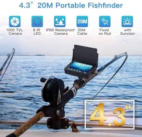 img 4 attached to 🎣 Eyoyo Portable Underwater Fishing Camera | Rod-mounted Video Fish Finder with 4.3 inch Monitor | 20M Cable & 1000 TVL IP68 Waterproof Camera | Enhanced with 8 Infrared LEDs for Ice Lake Sea Boat Kayak Fishing