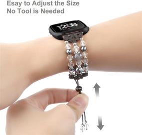 img 1 attached to 🖤 Elevate Your Style with Imymax's Adjustable Crystal Pearl Bracelet for Fitbit Versa Lite Smart Watch in Bold Black
