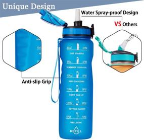 img 3 attached to 🚰 NOOFORMER 32oz Water Bottle - Time Marker & Straw Lid for Sports & Outdoor Activities | BPA Free & Leak Proof | Motivational Water Tracker (Blue)