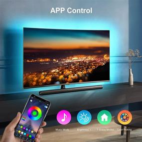 img 2 attached to 🌈 Waterproof RGB LED Strip Lights with Remote & App Control - Smart USB TV Backlights, 6.56FT for 40-60in TV, Easy Installation, Color Changing, Music Sync