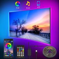 🌈 waterproof rgb led strip lights with remote & app control - smart usb tv backlights, 6.56ft for 40-60in tv, easy installation, color changing, music sync logo