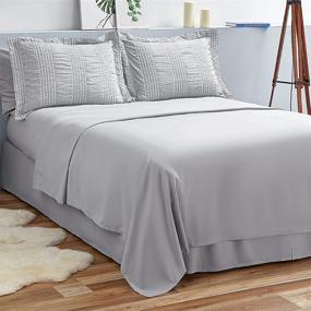 img 2 attached to 🛏️ Bedsure Grey Seersucker Bed Set - Queen Size Bed in A Bag Comforter Set 8 Piece, Queen Bedding Set with Lightweight Down Alternative Comforter (88x88 inch, Full) Stripes