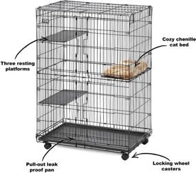 img 2 attached to Premium Midwest Cat Playpen: 3 Adjustable Perch Shelves, Bed, and Wheel Casters – Ideal for 1-2 Cats, Measures 36L x 23.5W x 50.50H Inches