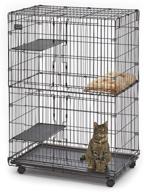premium midwest cat playpen: 3 adjustable perch shelves, bed, and wheel casters – ideal for 1-2 cats, measures 36l x 23.5w x 50.50h inches logo