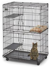 img 4 attached to Premium Midwest Cat Playpen: 3 Adjustable Perch Shelves, Bed, and Wheel Casters – Ideal for 1-2 Cats, Measures 36L x 23.5W x 50.50H Inches