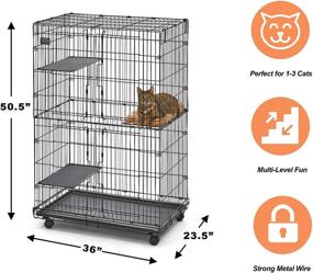 img 3 attached to Premium Midwest Cat Playpen: 3 Adjustable Perch Shelves, Bed, and Wheel Casters – Ideal for 1-2 Cats, Measures 36L x 23.5W x 50.50H Inches