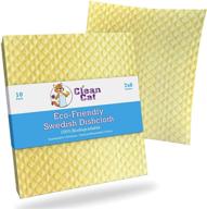 swedish dishcloths for kitchen - eco-friendly, reusable, odor-free cleaning cloths - bulk 10-pack - super absorbent dish sponge cloths for kitchen cleaning wipes - clean cat brand logo