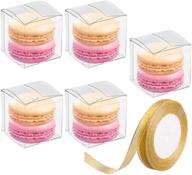 🎁 joersh clear favor boxes with ribbon - 60 pack of 2x2x2 inches transparent boxes for weddings, baby showers, birthdays, and parties - perfect for displaying minigifts and macarons logo