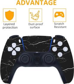 img 2 attached to 🎮 DMLNN PS5 Console Skin and Controller Skin Decals – Black Marble Vinyl Sticker Covers for Playstation 5 CD-ROM Edition Console and Controllers