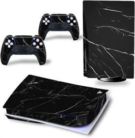 img 4 attached to 🎮 DMLNN PS5 Console Skin and Controller Skin Decals – Black Marble Vinyl Sticker Covers for Playstation 5 CD-ROM Edition Console and Controllers