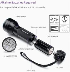 img 3 attached to Escolite Black Light UV Flashlight: Powerful 51 LED Ultraviolet Blacklight 🔦 Flashlight for Pet Urine Detection, Ideal for Use with Pet Odor Eliminator