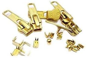 img 1 attached to 🔧 YKK Vintage Zipper Repair Solution: 5 Brass Sliders, 10 Top Stops, and 5 Bottom Stops for YKK #5 Zippers