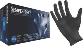 img 2 attached to 🧤 Medium Size Black Nitrile Exam Tattoo Gloves, Powder Free, Latex Free by Semperforce - 100/Box (100 Units, Medium)